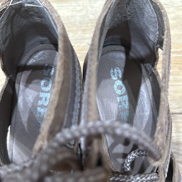 Like NEW 9.5 40.5 EU SOREL PLATFORMS SANDALS SHOES light tan Wedge - Picture 5 of 10